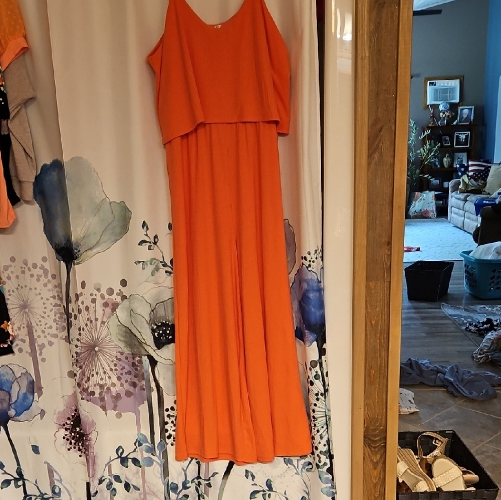 New Zenana Outfitters Vibrant Coral Jumpsuit